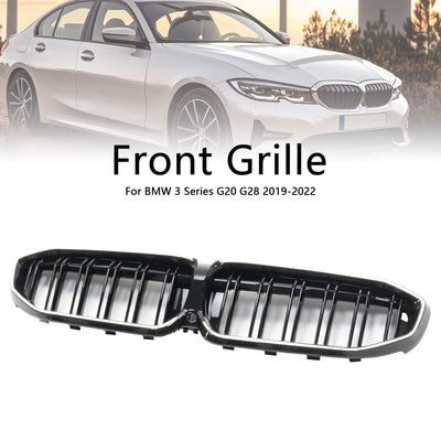 Calandre Double Lamelles BMW Série 3 G20 Noir 2019-2022 - vue de trois-quarts - Becquet Voiture