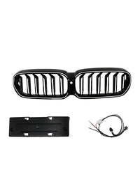 Calandre Double Lamelles BMW Série 5 G30 G38 2021-2024 Noir - vue de face - Becquet Voiture