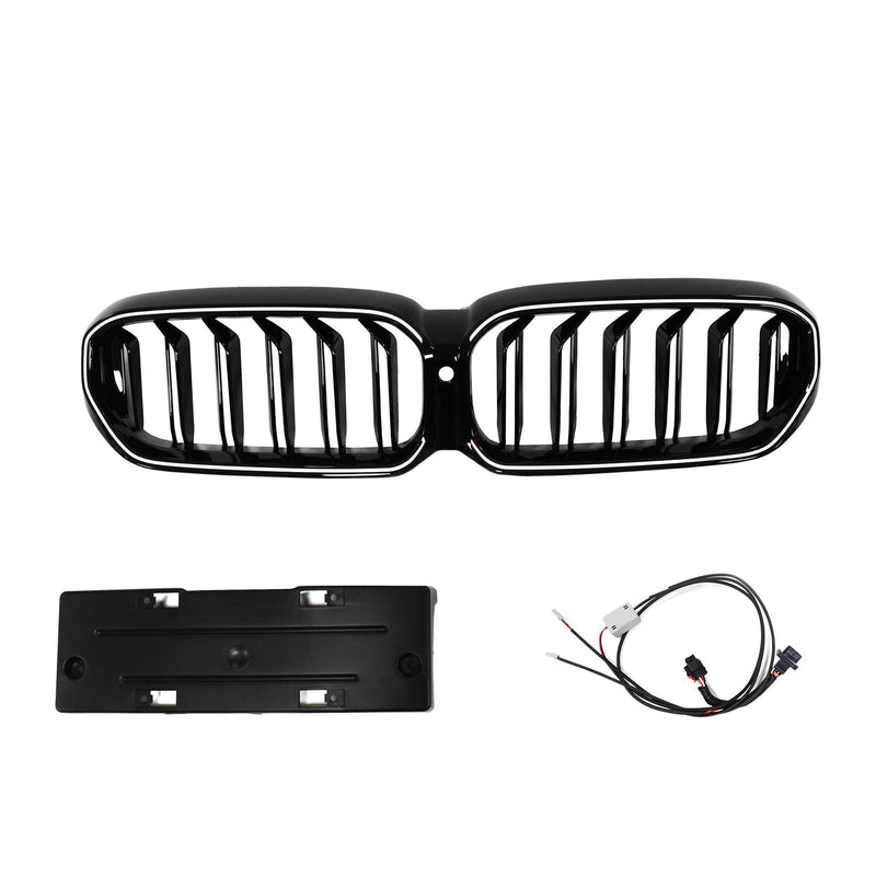Calandre Double Lamelles BMW Série 5 G30 G38 2021-2024 Noir - vue de profil 2 - Becquet Voiture