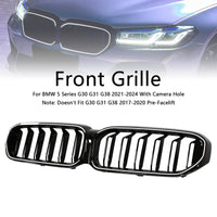 Calandre Double Lamelles BMW Série 5 G30 G38 2021-2024 Noir - vue de trois-quarts - Becquet Voiture