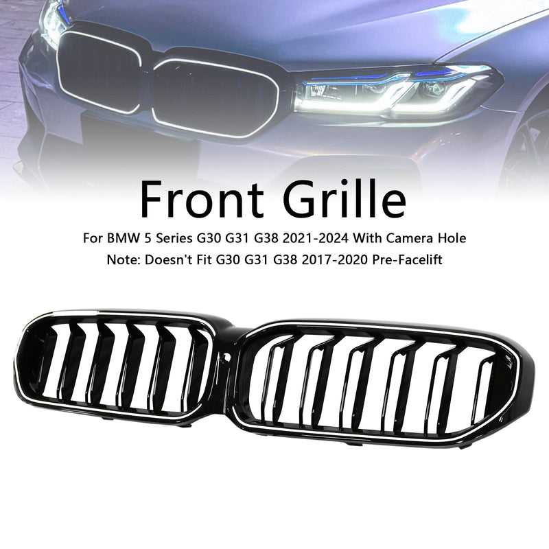 Calandre Double Lamelles BMW Série 5 G30 G38 2021-2024 Noir - vue de trois-quarts - Becquet Voiture