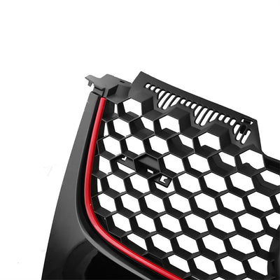 Calandre Golf 5 GTI Bande Rouge Logo Chrome - vue de profil - Becquet Voiture