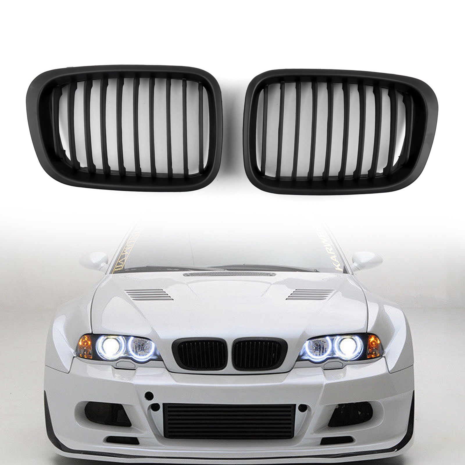 Calandre Grille ABS Maille BMW E46 4 Portes 1998-2001 - vue de face - Becquet Voiture