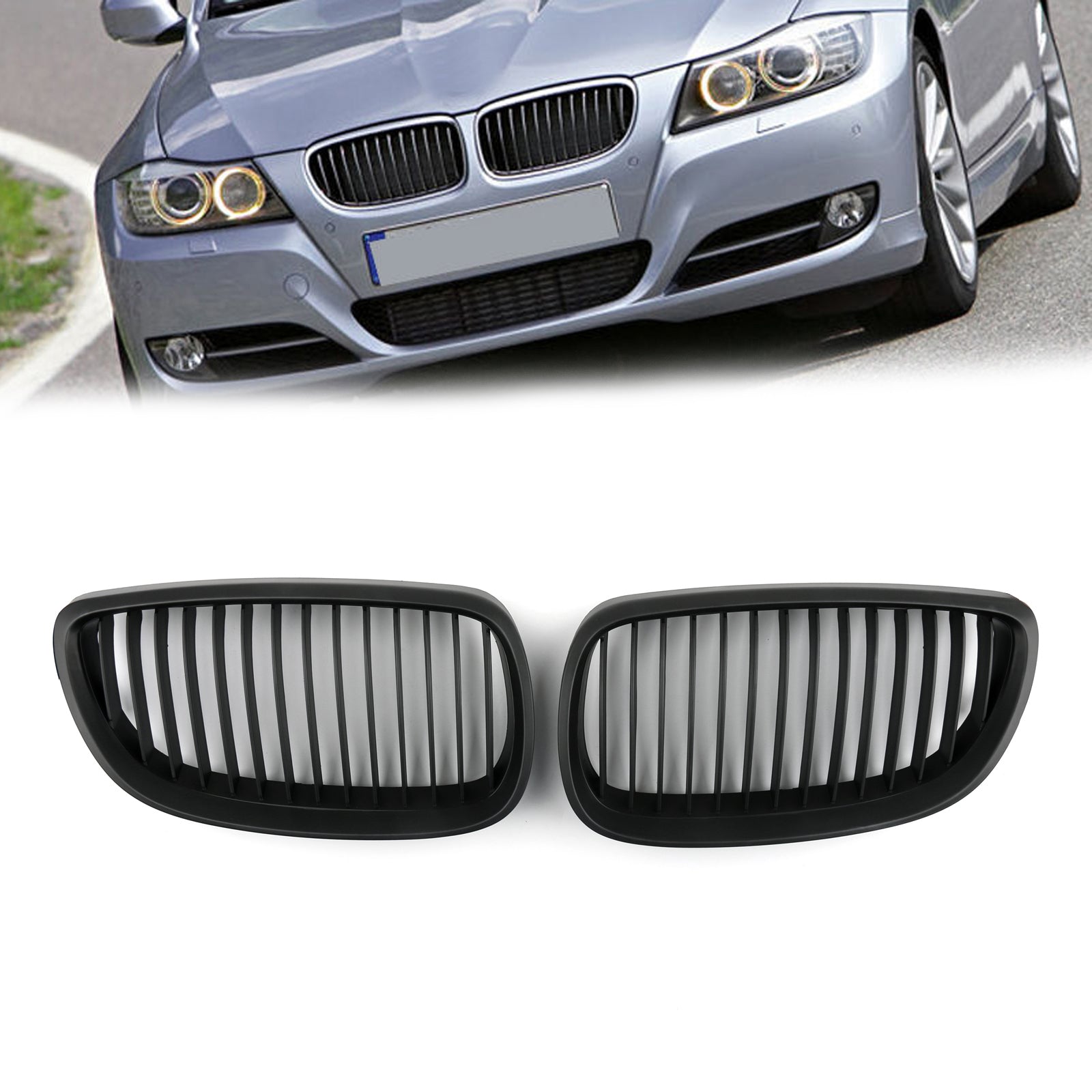 Calandre Grille Maille BMW E92 E93 Noir Mat LCI 2006-2009 - vue de face - Becquet Voiture