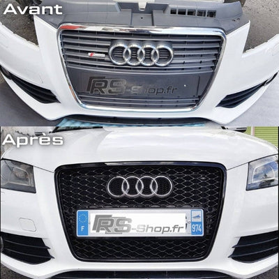 Calandre Grille Noir RS3 Pour Audi A3 S3 8P - installé sur véhicule - Becquet Voiture