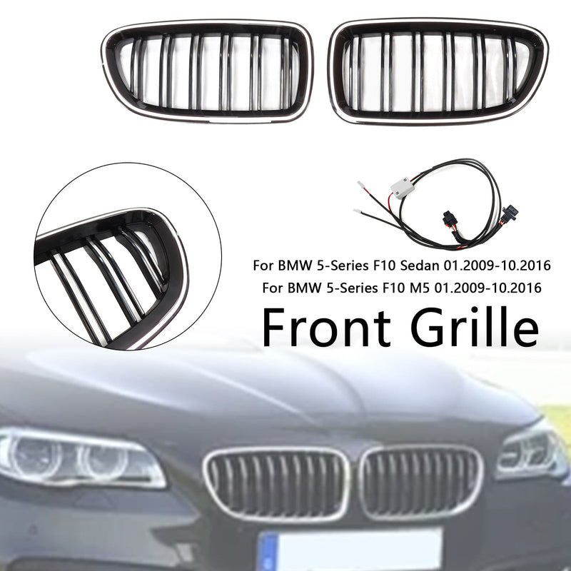 Calandre LED BMW Série 5 F10 F11 M5 Noir Brillant 2009-2017 - packshot studio - Becquet Voiture