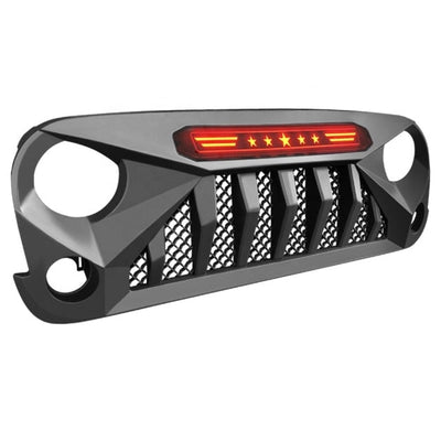 Calandre LED Noir Mat Jeep Wrangler JK - vue de profil - Becquet Voiture