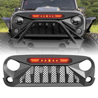 Calandre LED Noir Mat Jeep Wrangler JK - vue de trois-quarts - Becquet Voiture