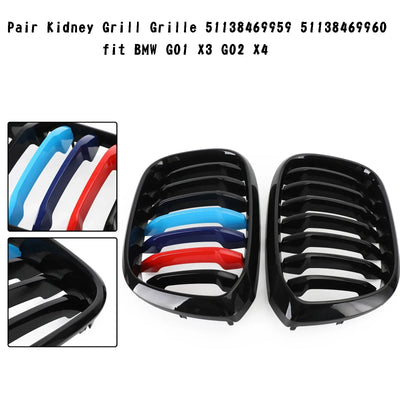 Calandre M-Color Noir Brillant BMW X3 X4 G01 G02 2018-2021 - installé sur véhicule - Becquet Voiture