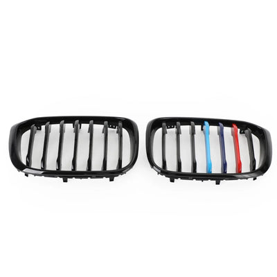 Calandre M-Color Noir Brillant BMW X3 X4 G01 G02 2018-2021 - vue de trois-quarts 2 - Becquet Voiture