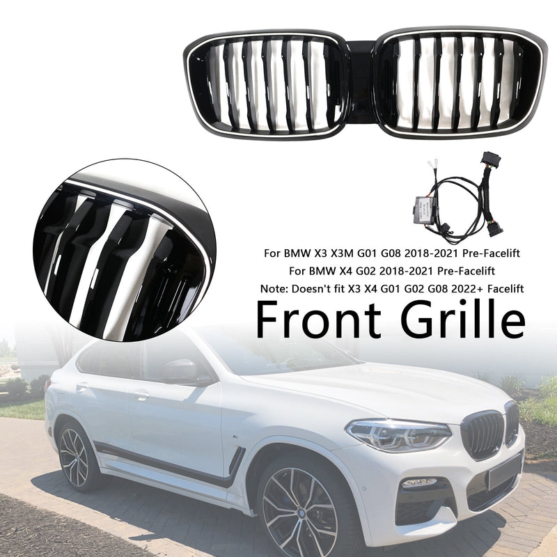 BMW X3 X4 G01 G02 Kühlergrill Wabenmuster Schwarz glänzend 2018–2021 - Studio-Packshot - Becquet Voiture