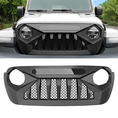 Calandre Mammoth Noir Mat Jeep Wrangler JL 2017-2021 - vue de profil - Becquet Voiture