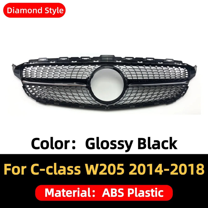 Calandre Mercedes Classe C W205 AMG Diamond 2014-2018 - détail du montage 2 - Becquet Voiture