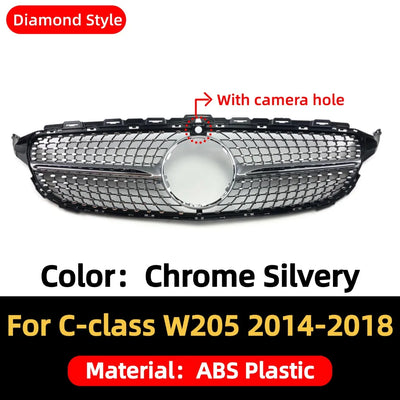 Calandre Mercedes Classe C W205 AMG Diamond 2014-2018 - vue rapprochée - Becquet Voiture