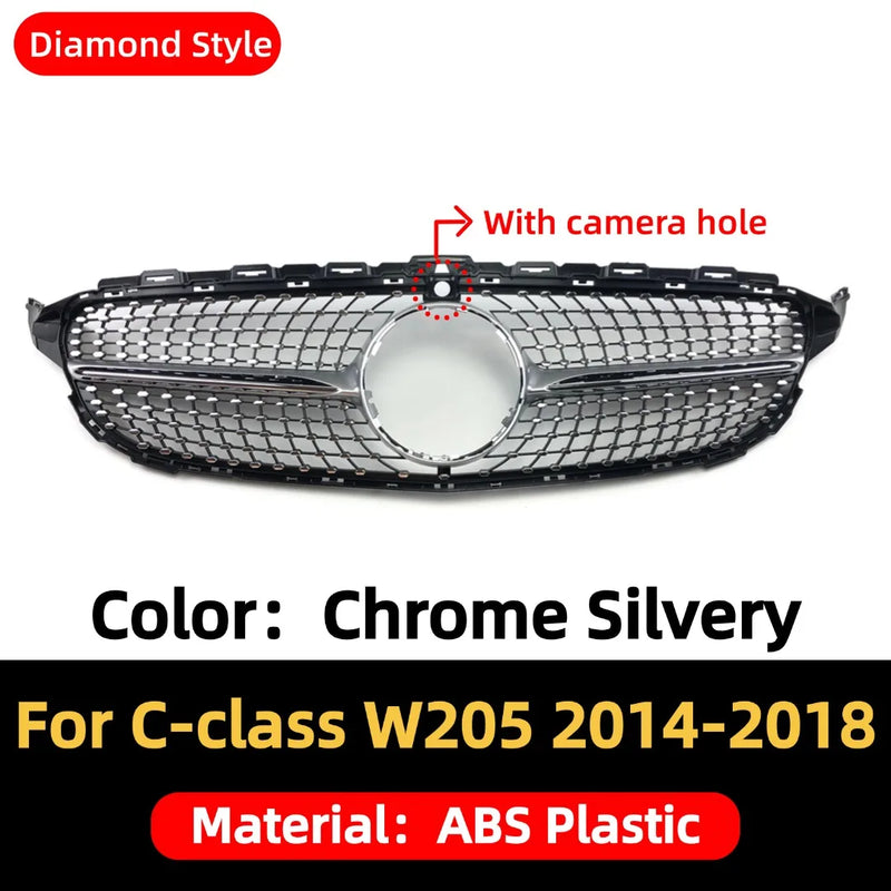 Calandre Mercedes Classe C W205 AMG Diamond 2014-2018 - vue rapprochée - Becquet Voiture