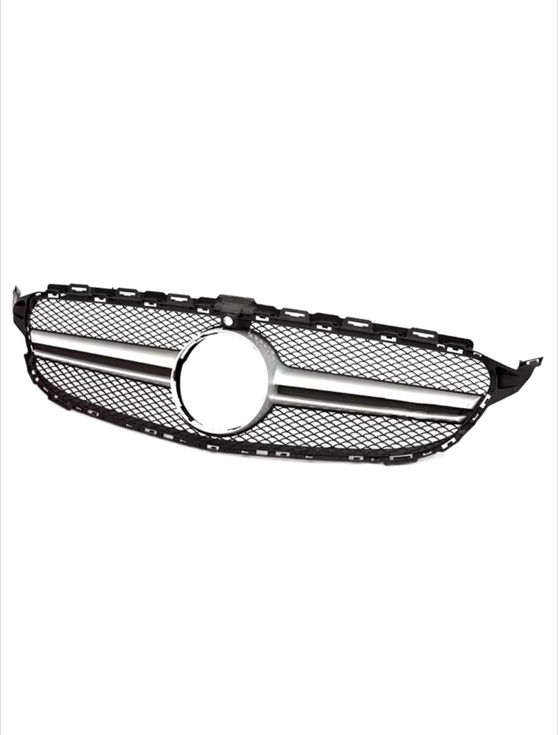 Mercedes C-Class W205 AMG-style grille - three-quarter view - Becquet Voiture