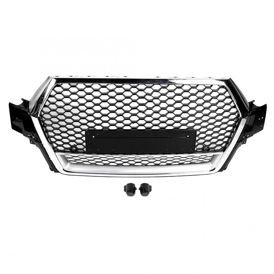 Calandre Nid d'Abeille Audi Q7 2016-2018 Noir Chrome - vue de face - Becquet Voiture
