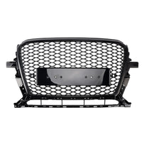 Gloss Black Honeycomb Grille Audi Q5 2013-2017 - front view - Becquet Voiture