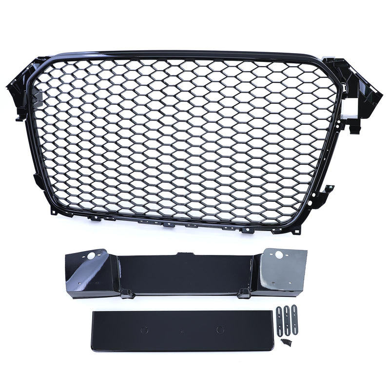 Calandre nid d'abeille noire RS4 Audi A4 B8 2007-2015 - vue rapprochée - Becquet Voiture