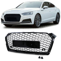 Calandre nid d'abeille noire RS5 Audi A5 B9 2016-2024 - vue de trois-quarts - Becquet Voiture