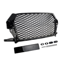 Wabenkühlergrill RSQ3 Schwarz glänzend Audi Q3 2016-2018 - Vorderansicht 2 - Becquet Voiture