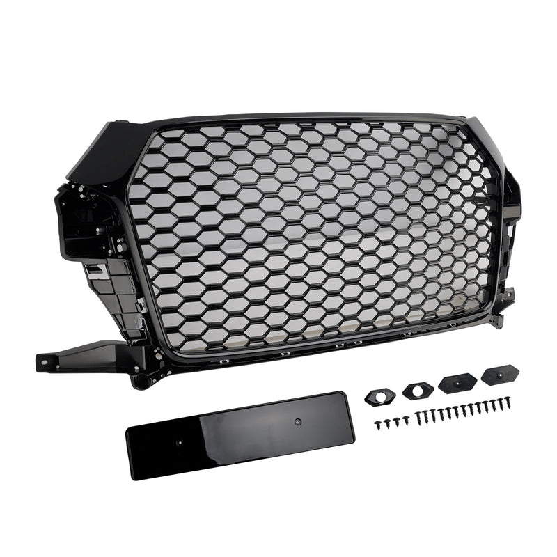 Wabenkühlergrill RSQ3 Schwarz glänzend Audi Q3 2016-2018 - Vorderansicht 2 - Becquet Voiture