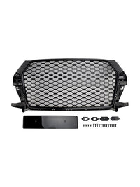 Wabenkühlergrill RSQ3 Schwarz glänzend Audi Q3 2016-2018 - Nahansicht - Becquet Voiture