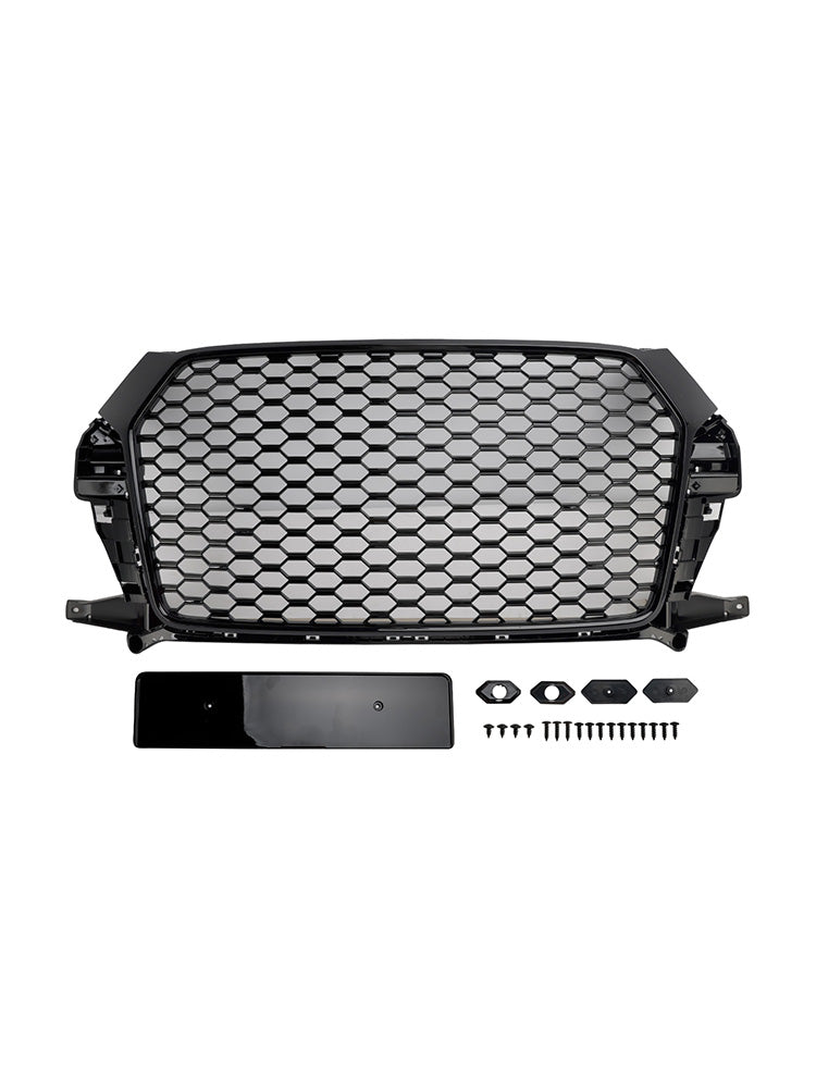 Wabenkühlergrill RSQ3 Schwarz glänzend Audi Q3 2016-2018 - Nahansicht - Becquet Voiture