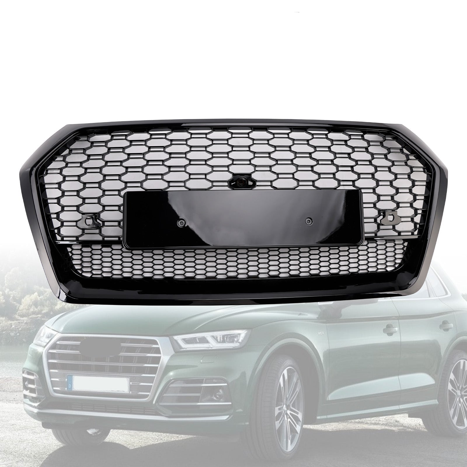 Calandre Nid d'Abeille Style RSQ5 Audi Q5 SQ5 2018-2020 Noir - vue de face - Becquet Voiture
