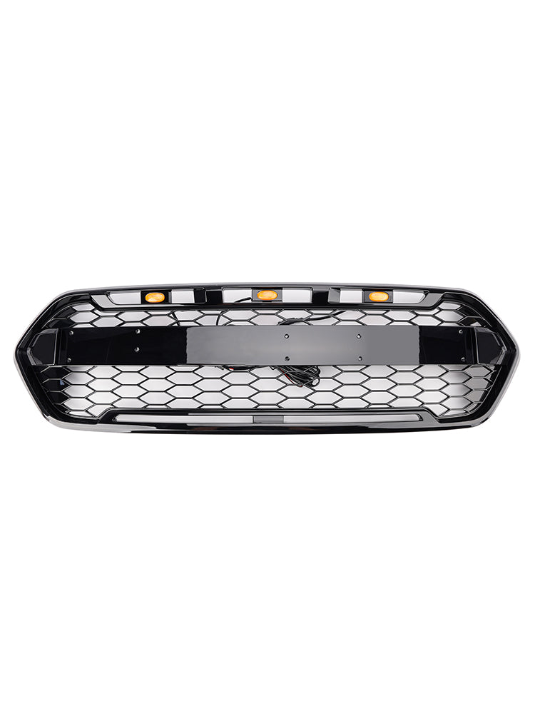Calandre Noir Brillant 3 LED Ford Transit Custom Raptor 2018-2023 - détail du montage 2 - Becquet Voiture