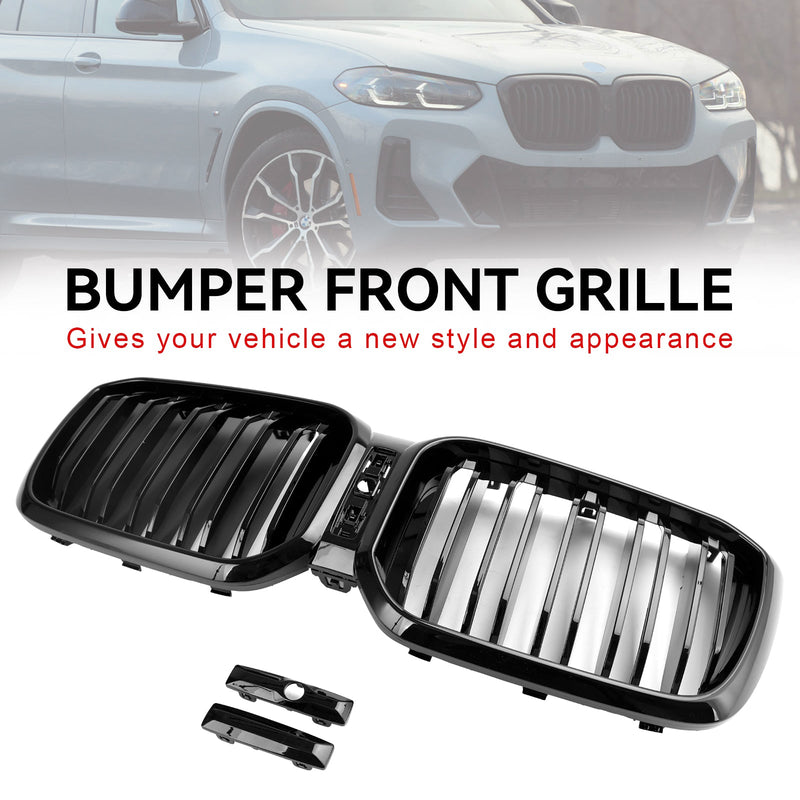 Kühlergrill Schwarz Glänzend BMW X3 X4 G01 G02 2022-2023 - Dreiviertelansicht - Becquet Voiture