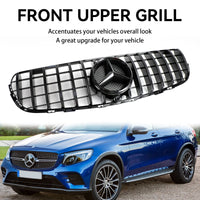 Kühlergrill Schwarz glänzend Mercedes GLC X253 2015-2019 mit Kamera - am Fahrzeug montiert - Becquet Voiture