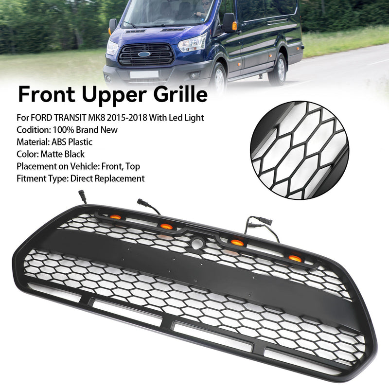 Calandre Noir Mate LED Ford Transit MK8 Raptor 2015-2018 - vue arrière - Becquet Voiture