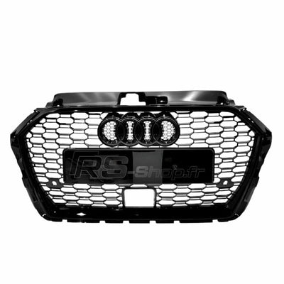 Calandre Noire Nid Abeille Style RS3 Audi A3 S3 8V - vue de face 2 - Becquet Voiture