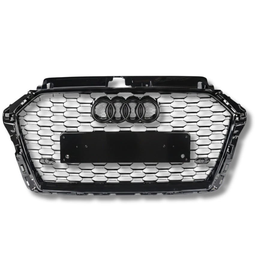 Calandre Noire Nid Abeille Style RS3 Audi A3 S3 8V - vue de face - Becquet Voiture