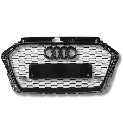Calandre Noire Nid Abeille Style RS3 Audi A3 S3 8V - vue de face - Becquet Voiture