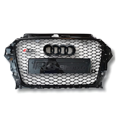 Calandre Noire Nid Abeille Style RS3 Audi A3 S3 8V - vue de profil 2 - Becquet Voiture