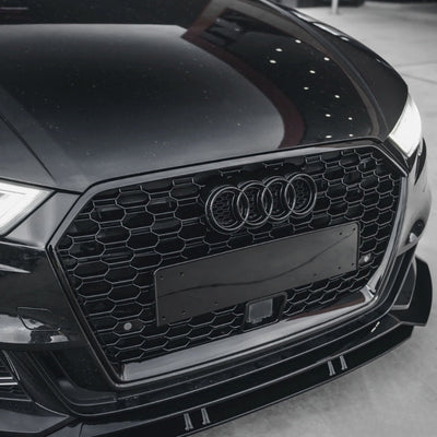 Calandre Noire Nid Abeille Style RS3 Audi A3 S3 8V - vue de profil - Becquet Voiture