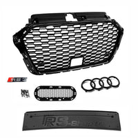 Black Honeycomb Grille RS3 Style Audi A3 S3 8V - three-quarter view 2 - Becquet Voiture