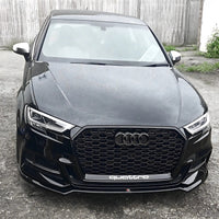 Black Honeycomb Grille RS3 Style Audi A3 S3 8V - close-up view - Becquet Voiture