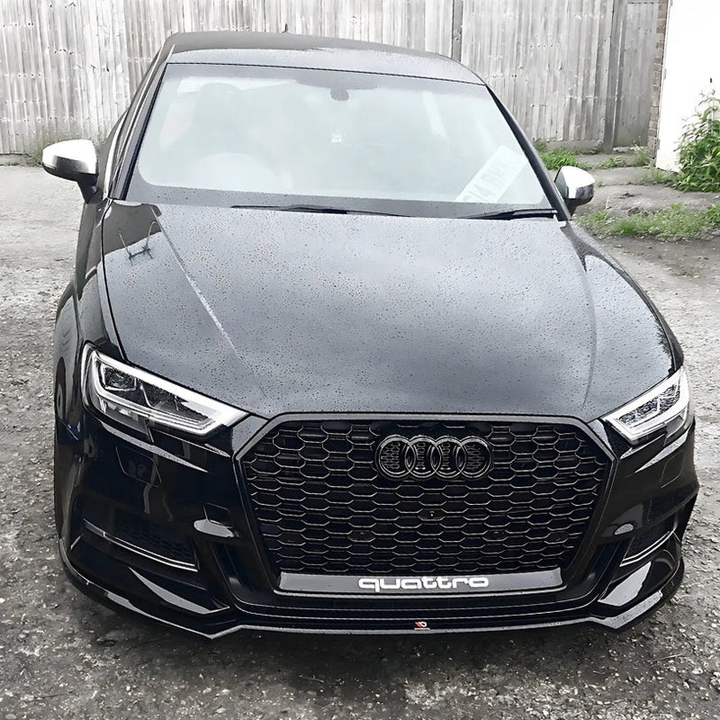 Black Honeycomb Grille RS3 Style Audi A3 S3 8V - close-up view - Becquet Voiture