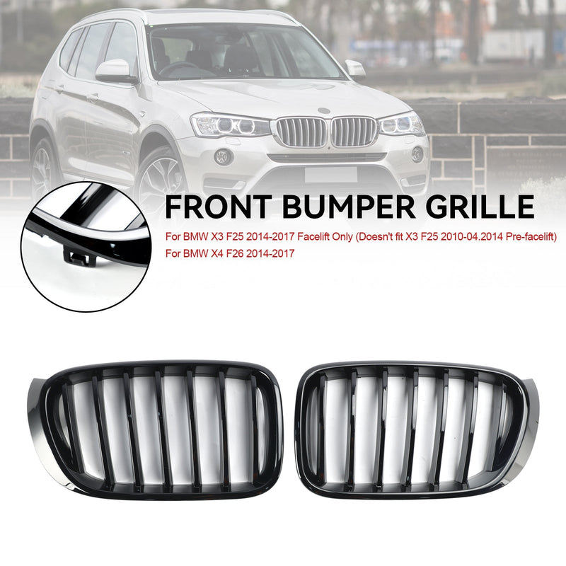 Calandre Pare-Chocs BMW X3 F25 X4 F26 Noir Facelift 2014-2017 - installé sur véhicule - Becquet Voiture