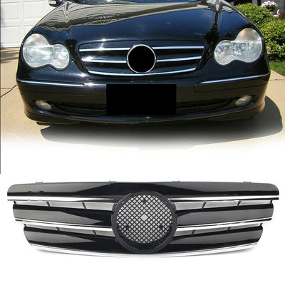 Calandre Premium S Mercedes Classe C W203 Noir Chrome - vue de profil - Becquet Voiture