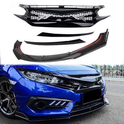Calandre Racing Honda Civic 2016-2018 Noir - vue de profil - Becquet Voiture