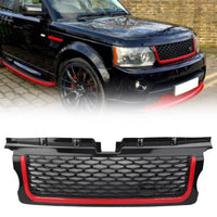 Calandre Racing Range Rover Sport 2005-2009 Rouge Noir - vue de profil - Becquet Voiture