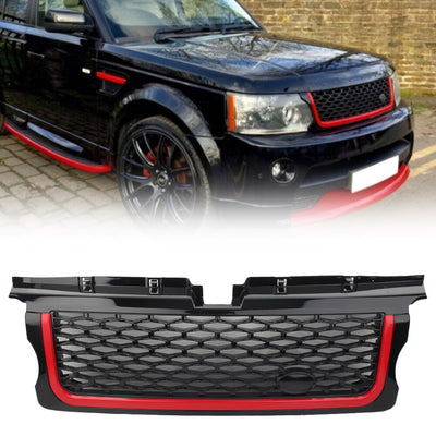 Calandre Racing Range Rover Sport 2005-2009 Rouge Noir - vue de profil - Becquet Voiture