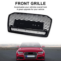 Black RS6 Style Honeycomb Grille Audi A6 S6 C7 2016-2018 - fitted on vehicle - Becquet Voiture