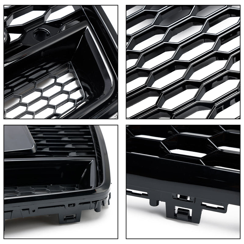 Black RS6 Style Honeycomb Grille Audi A6 S6 C7 2016-2018 - front view 2 - Becquet Voiture