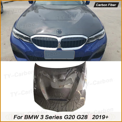 Capot Avant BMW Série 3 G20 G28 Carbone Style GTS 2019-2022 - vue de profil - Becquet Voiture