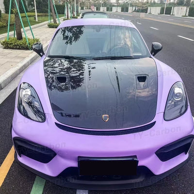 Capot Avant Carbone Porsche 718 981 911 Cayman Boxster - vue de profil - Becquet Voiture